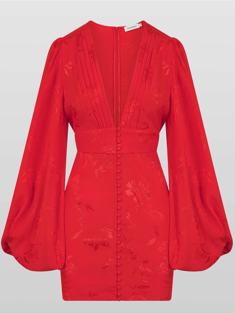 Rat & Boa Red Mini Dress with Balloon Sleeves
